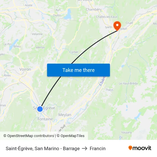 Saint-Égrève, San Marino - Barrage to Francin map