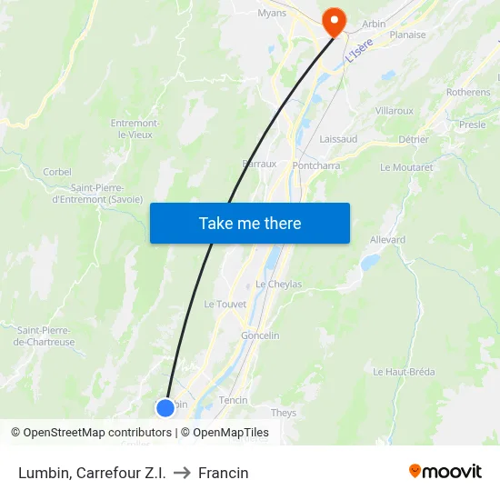 Lumbin, Carrefour Z.I. to Francin map
