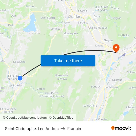 Saint-Christophe, Les Andres to Francin map