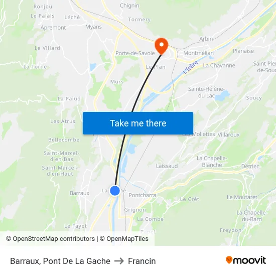 Barraux, Pont De La Gache to Francin map