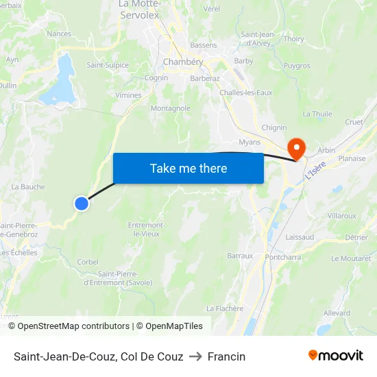 Saint-Jean-De-Couz, Col De Couz to Francin map