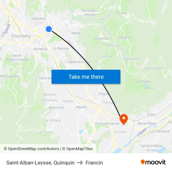 Saint-Alban-Leysse, Quinquin to Francin map