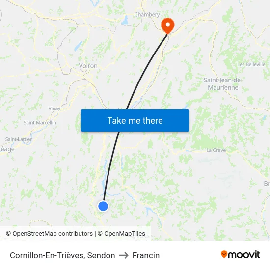 Cornillon-En-Trièves, Sendon to Francin map