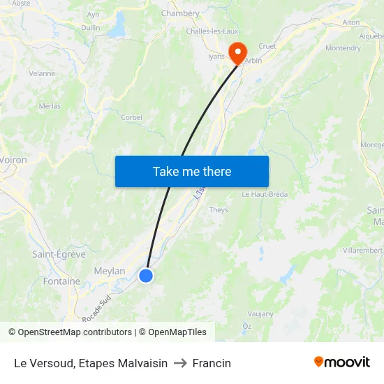 Le Versoud, Etapes Malvaisin to Francin map