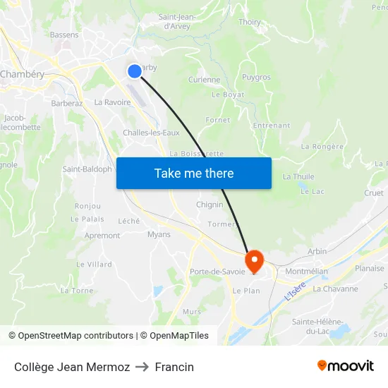 Collège Jean Mermoz to Francin map