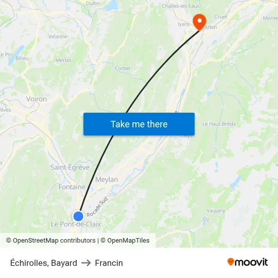 Échirolles, Bayard to Francin map