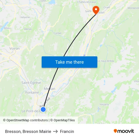 Bresson, Bresson Mairie to Francin map
