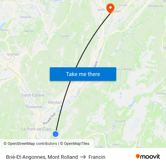Brié-Et-Angonnes, Mont Rolland to Francin map