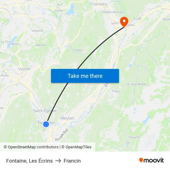 Fontaine, Les Écrins to Francin map