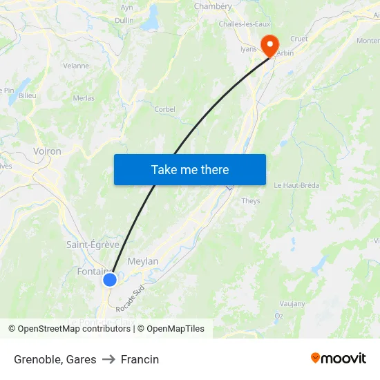 Grenoble, Gares to Francin map