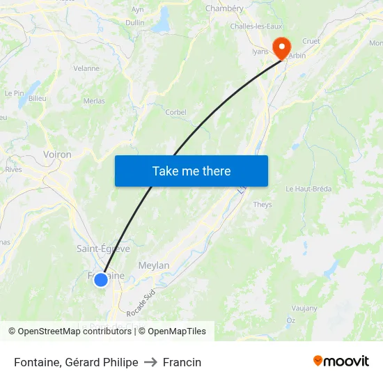 Fontaine, Gérard Philipe to Francin map