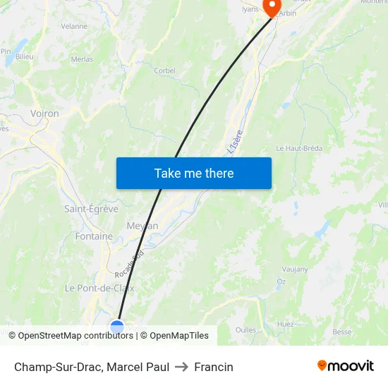 Champ-Sur-Drac, Marcel Paul to Francin map