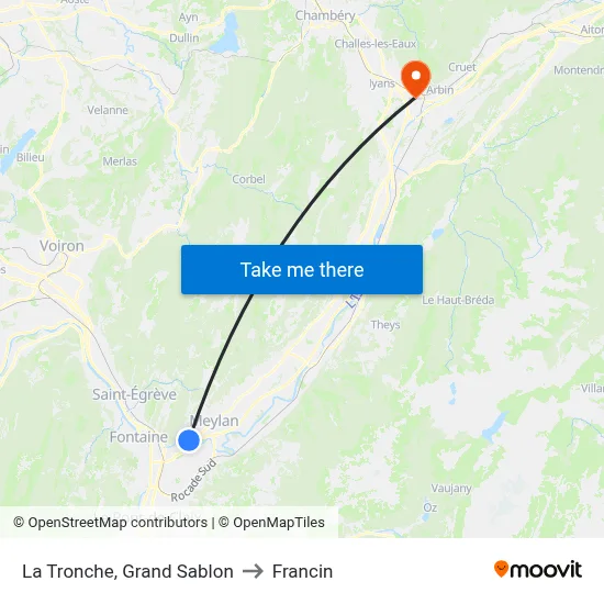 La Tronche, Grand Sablon to Francin map