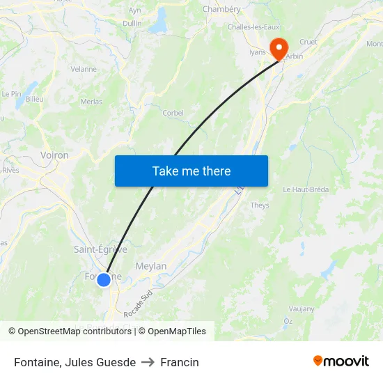 Fontaine, Jules Guesde to Francin map