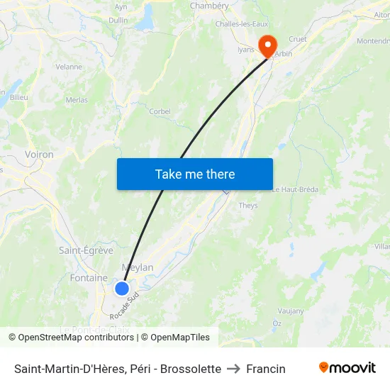 Saint-Martin-D'Hères, Péri - Brossolette to Francin map