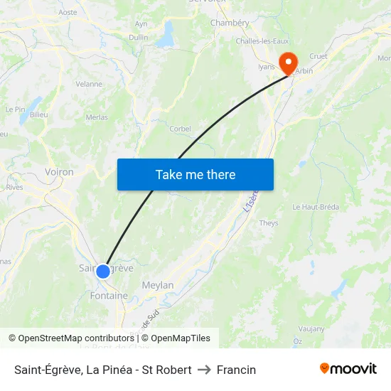 Saint-Égrève, La Pinéa - St Robert to Francin map