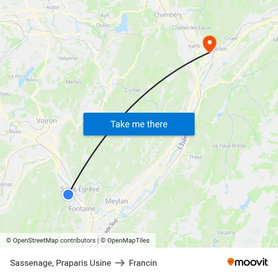 Sassenage, Praparis Usine to Francin map