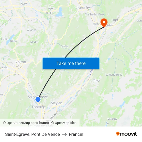 Saint-Égrève, Pont De Vence to Francin map