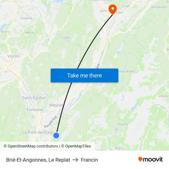 Brié-Et-Angonnes, Le Replat to Francin map