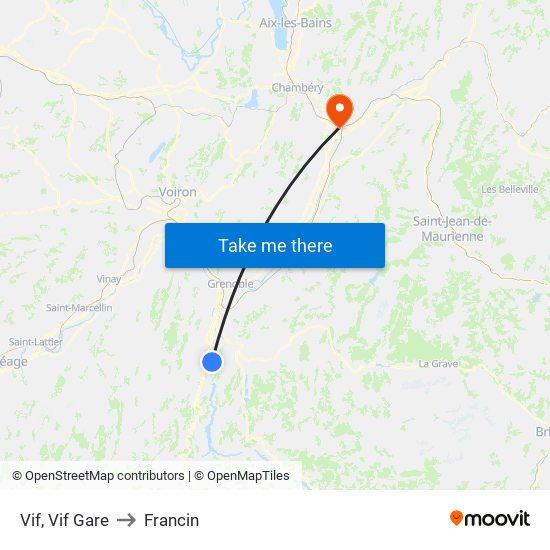 Vif, Vif Gare to Francin map