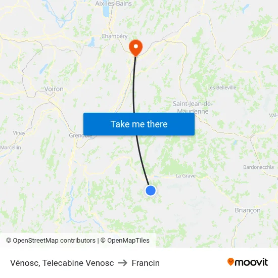Vénosc, Telecabine Venosc to Francin map