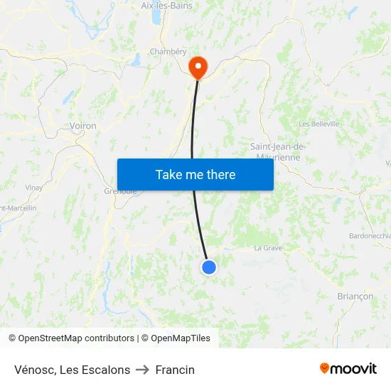 Vénosc, Les Escalons to Francin map