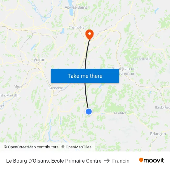 Le Bourg-D'Oisans, Ecole Primaire Centre to Francin map