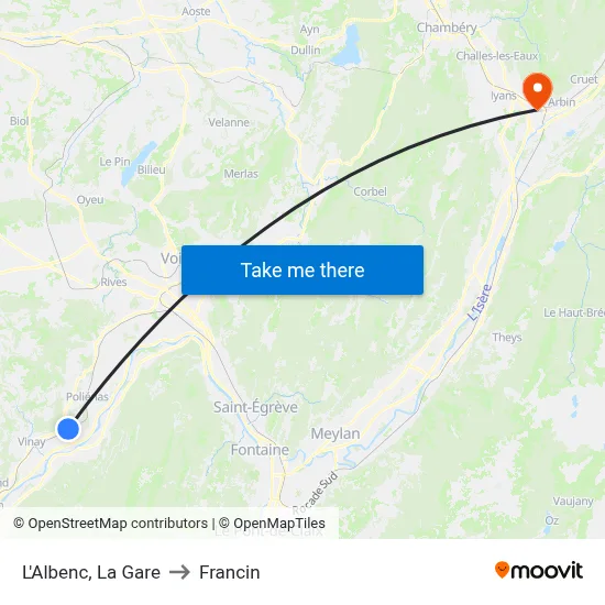 L'Albenc, La Gare to Francin map