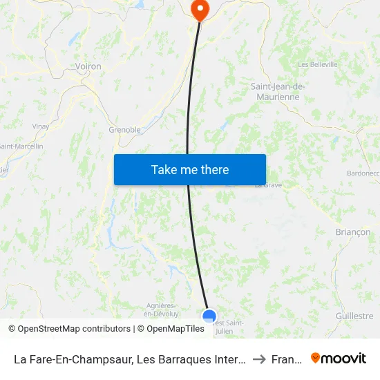 La Fare-En-Champsaur, Les Barraques Intermarche to Francin map