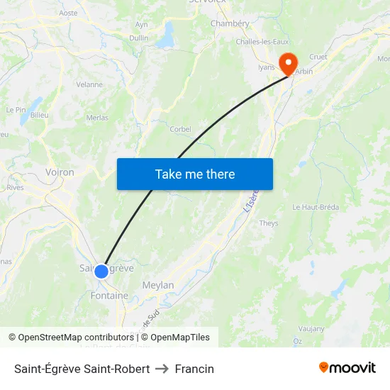Saint-Égrève Saint-Robert to Francin map