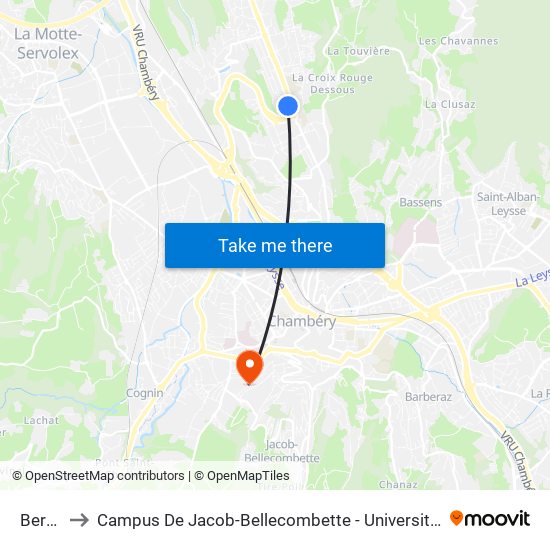 Bertillet to Campus De Jacob-Bellecombette - Université Savoie Mont Blanc map