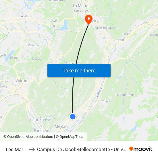 Les Marechaux to Campus De Jacob-Bellecombette - Université Savoie Mont Blanc map