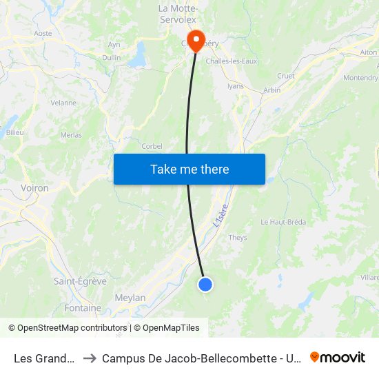Les Grands Champs to Campus De Jacob-Bellecombette - Université Savoie Mont Blanc map