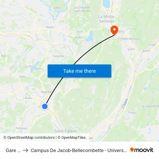 Gare Sncf to Campus De Jacob-Bellecombette - Université Savoie Mont Blanc map
