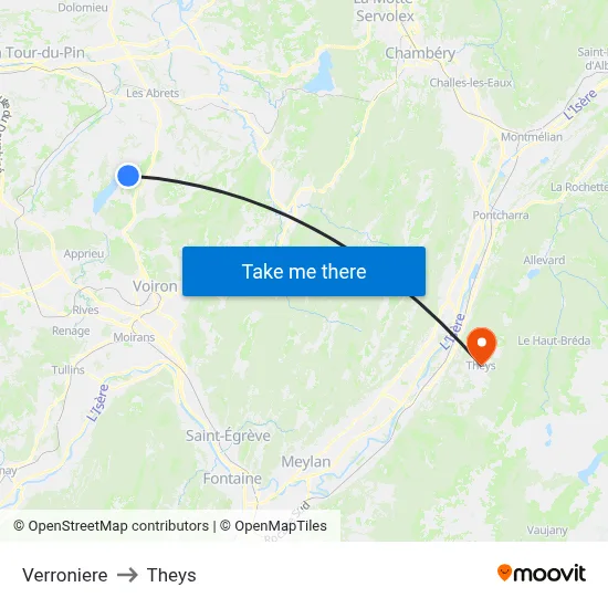 Verroniere to Theys map