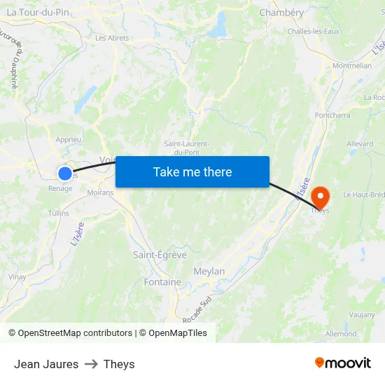 Jean Jaures to Theys map