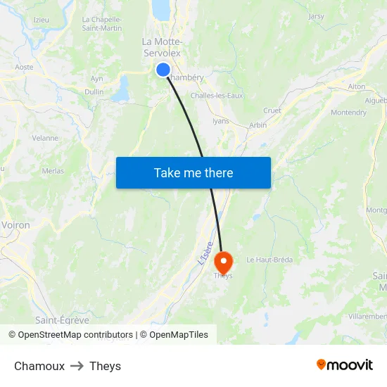 Chamoux to Theys map
