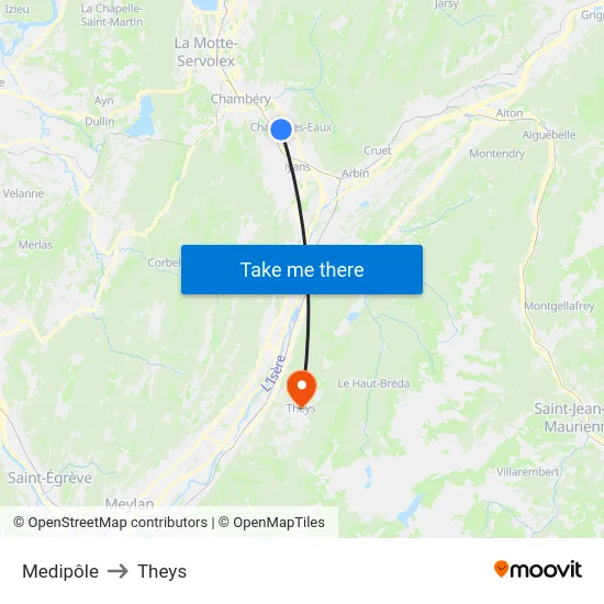 Medipôle to Theys map
