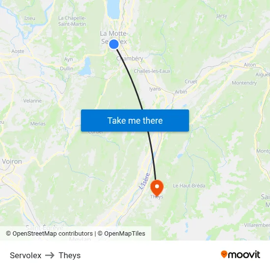 Servolex to Theys map