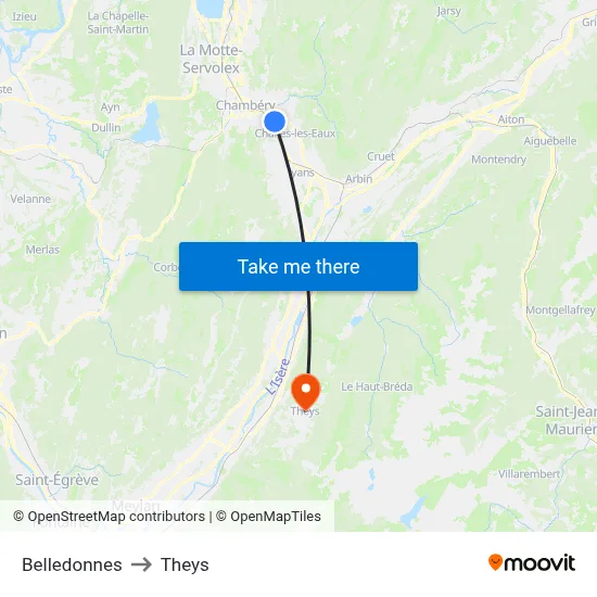 Belledonnes to Theys map
