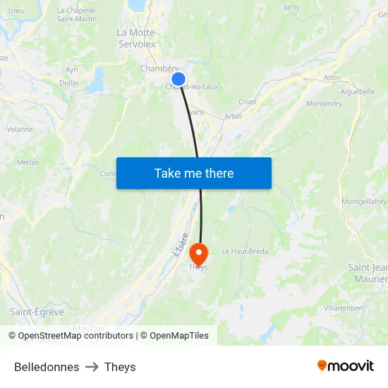 Belledonnes to Theys map