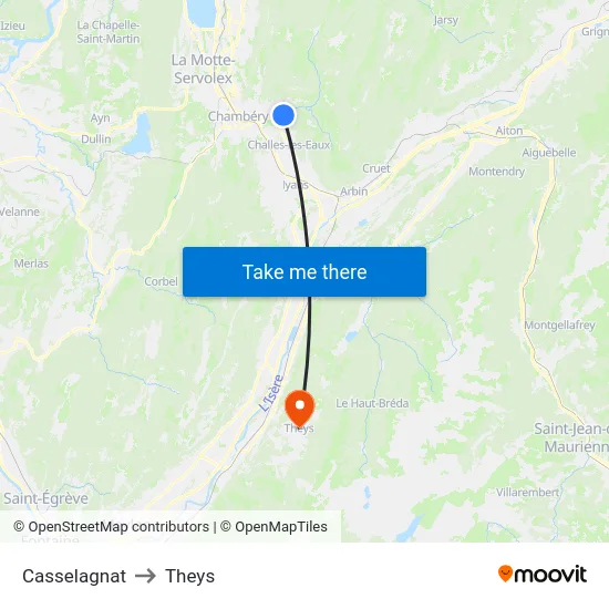 Casselagnat to Theys map