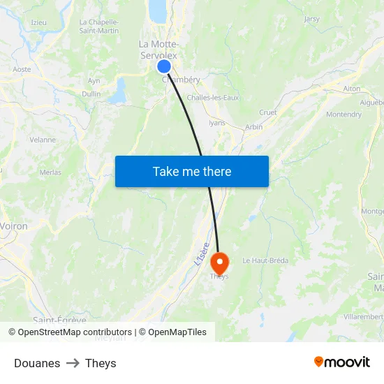 Douanes to Theys map