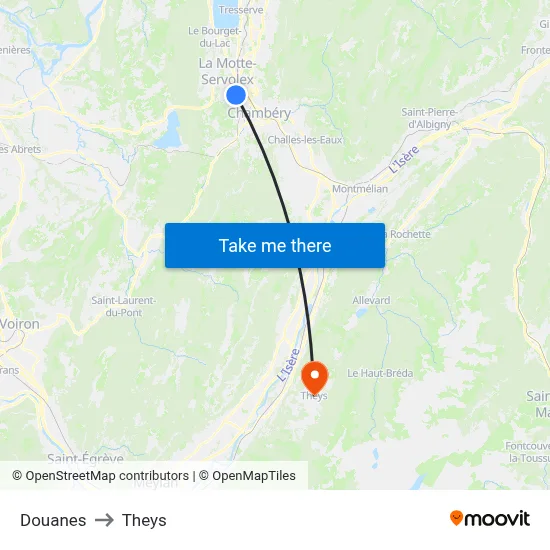 Douanes to Theys map