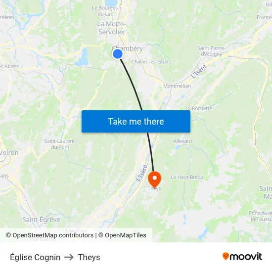 Église Cognin to Theys map