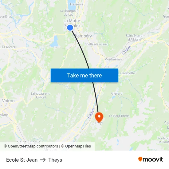 Ecole St Jean to Theys map
