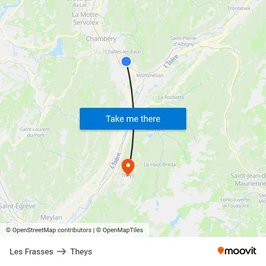 Les Frasses to Theys map