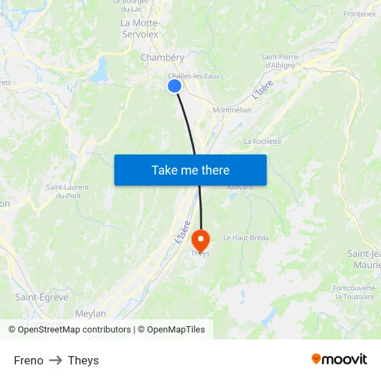 Freno to Theys map