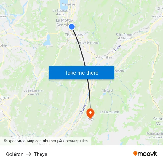 Goléron to Theys map