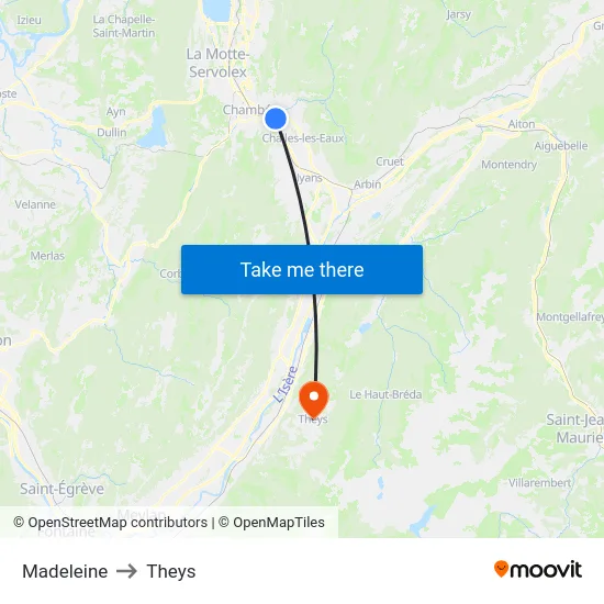 Madeleine to Theys map